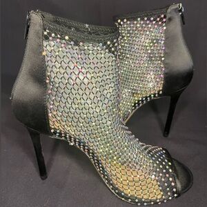 Aldo Black and Iridescent Mesh Heeled Boots